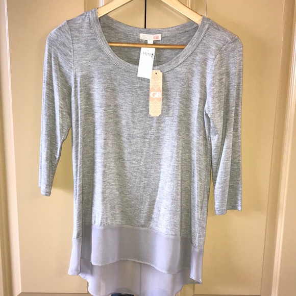 NWT Gianni Bini Shirt Top in Grey & 3/4 Sleeves - Picture 1 of 7